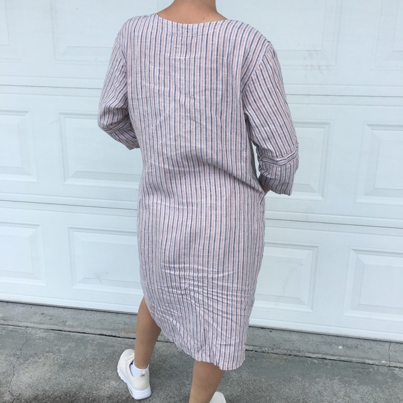 Striped Linen Dress Sz M - Picture 6 of 8